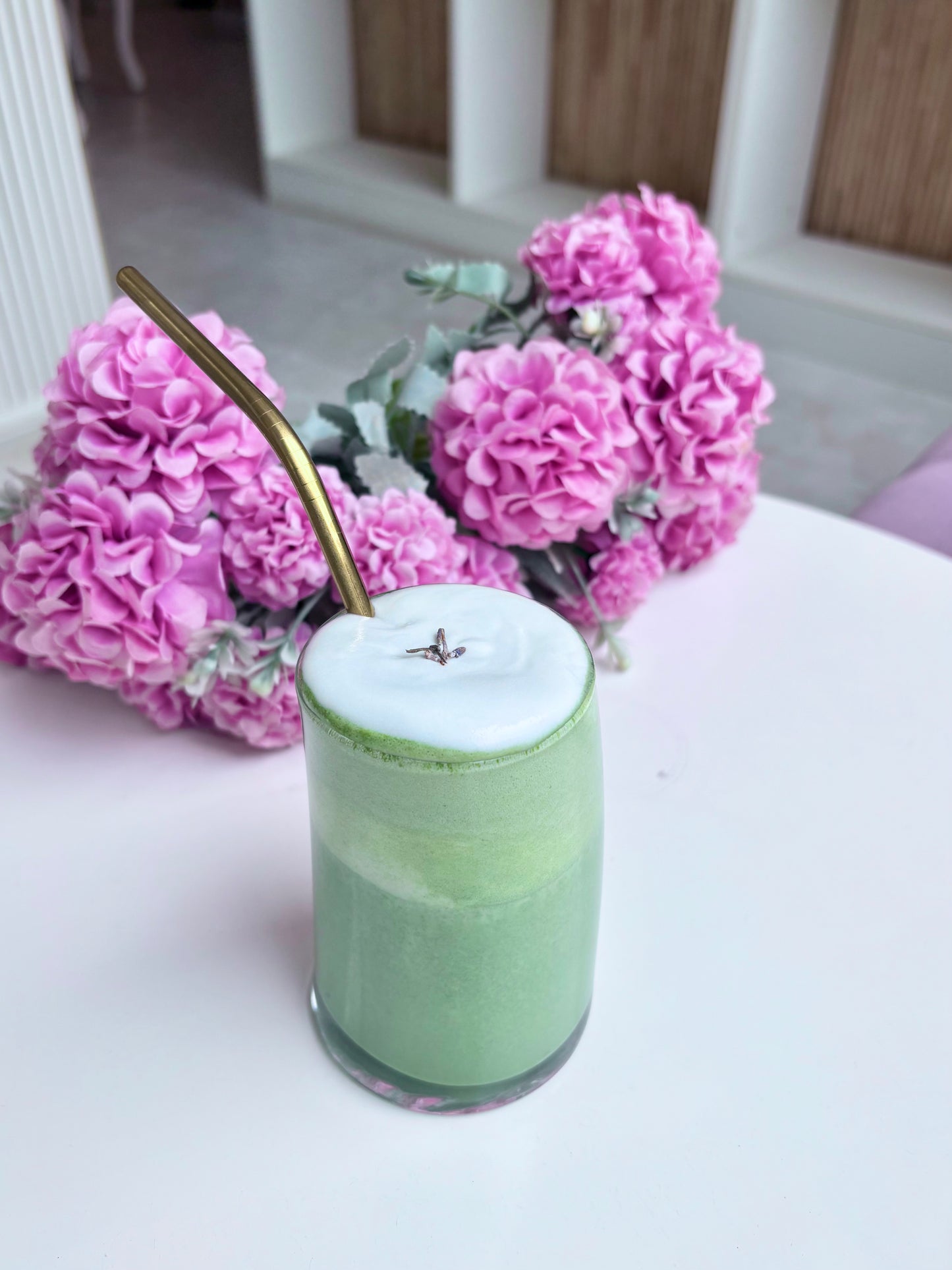 Matcha Latte with Lavender Foam