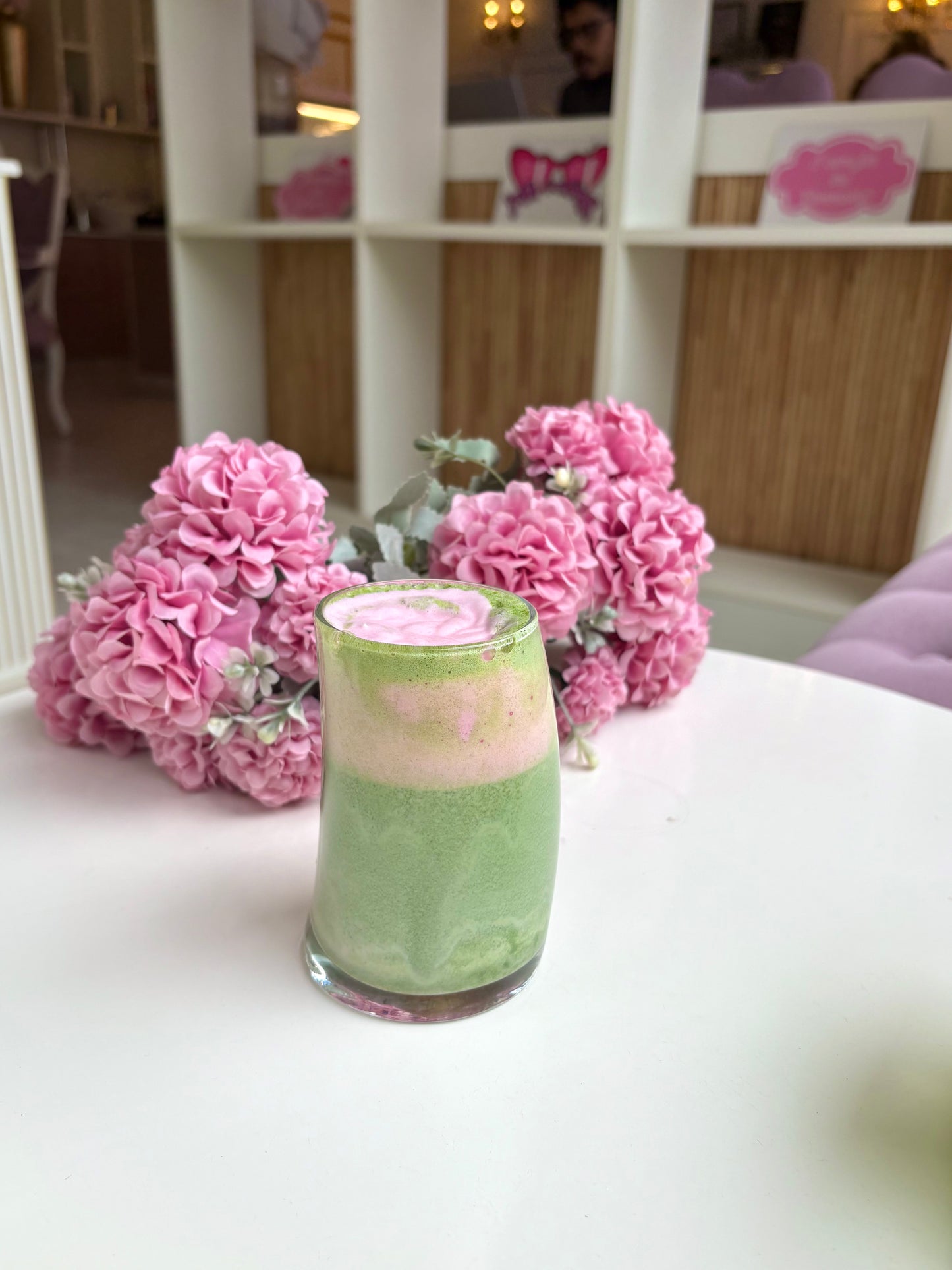 Matcha Latte with Lychee Rose Foam
