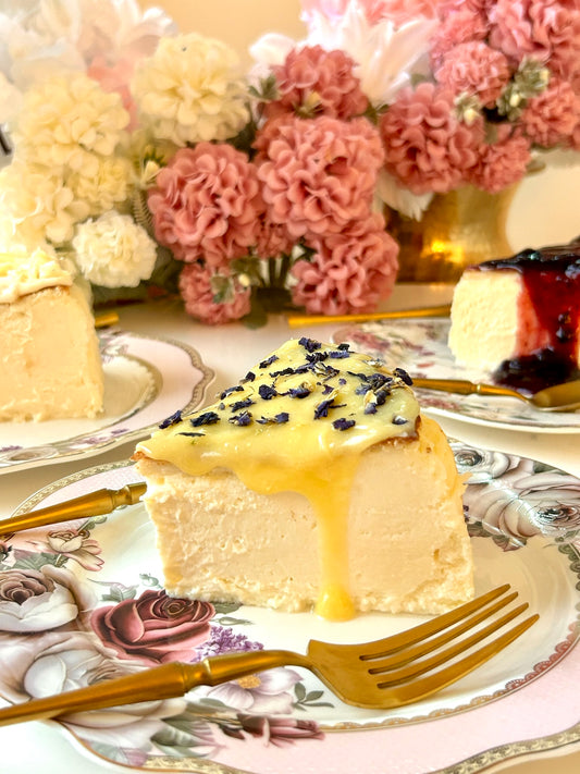 Lavender Lemon Curd Basque Cheesecake