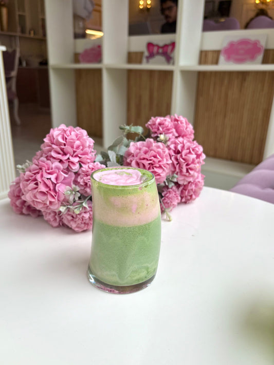Matcha Latte with Lychee Rose Foam