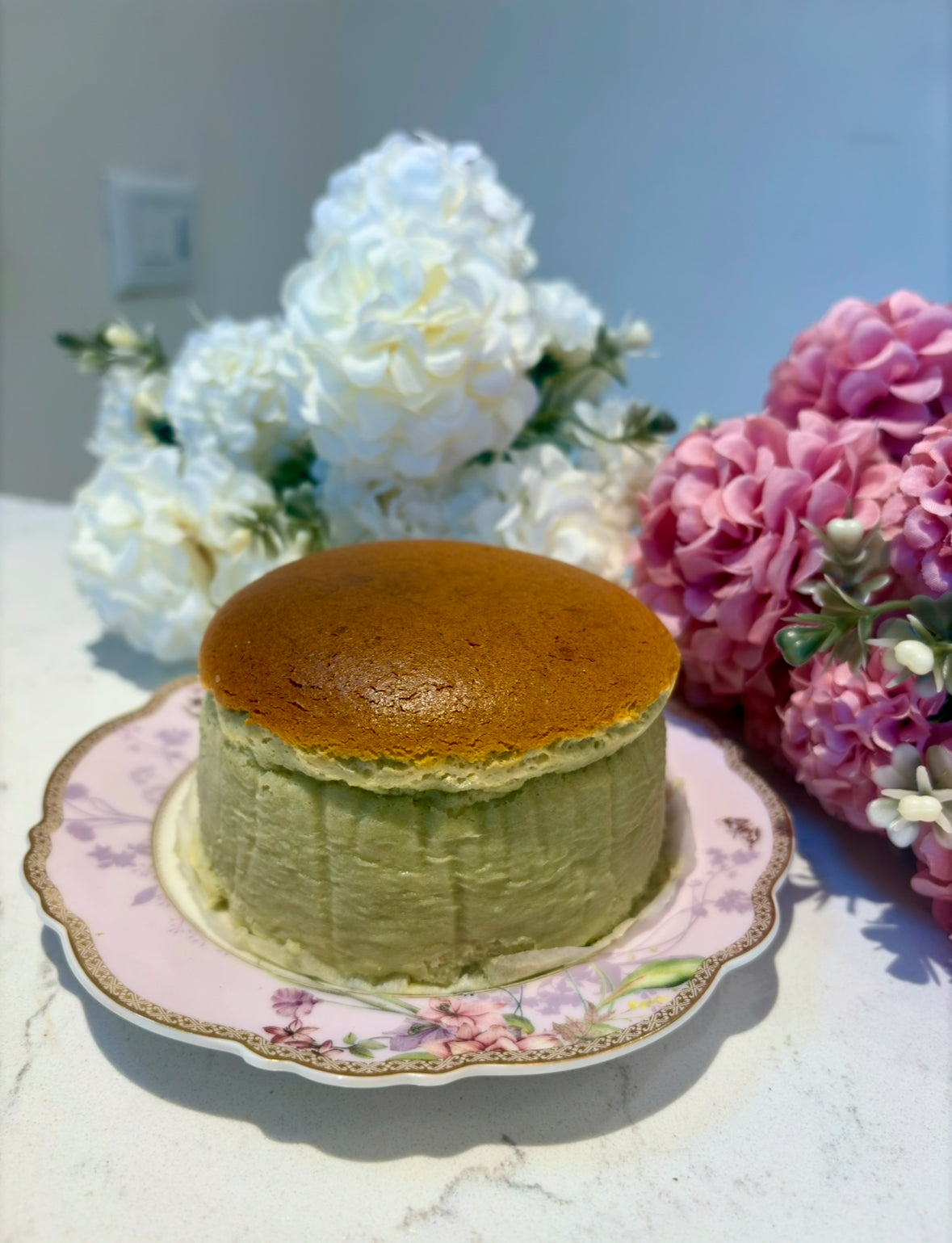 Bento Spirulina Jiggly Soufflé Cheesecake