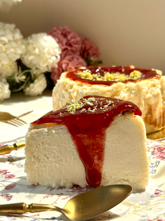 Raspberry Lemon Basque Cheesecake