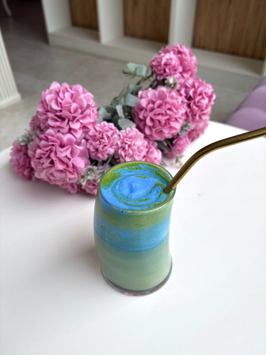 Spirulina Latte with Matcha Foam